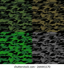 Vector Seamless 4 Color Theme Camouflage Background Pattern