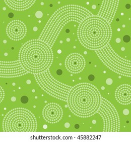 Vector Seamless Aboriginal Pattern With Green Dot Art