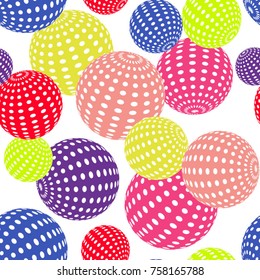 Vector seamless abstract 3d effect background with dotted spheres. 