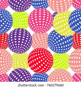 Vector seamless abstract 3d effect background with dotted spheres. 