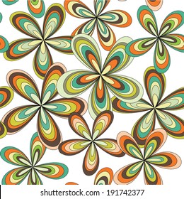 Vector seamless abstract 70's flowers pattern