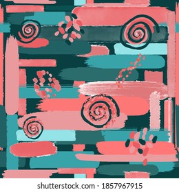 Resumen sin vectores, Patrón artístico con ornamentos pintados a mano, doodle, decodificaciones, formas geométricas para el diseño de superficie - embalaje, tela, papel envolvente, carteles, banners.