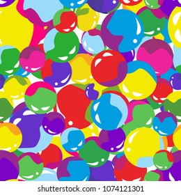 Vector seamless abstract background with colorful shiny balls.