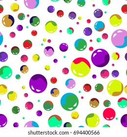 Vector seamless abstract background with colorful shiny balls. 