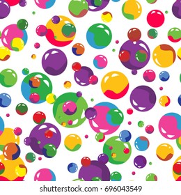 Vector seamless abstract background with colorful shiny balls. 
