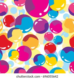 Vector seamless abstract background with colorful shiny balls.