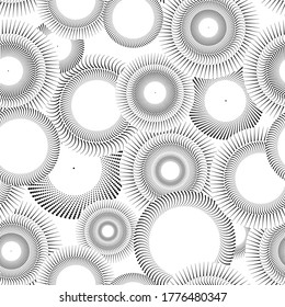 Vector seamless abstract background with concentric dotted circles.