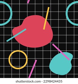 Vector seamless abstract background with geometric shapes in Memphis style. Minimalistic simple trendy background designed for fabric, web, paper and all prints