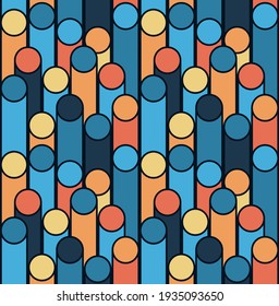 vector seamless abstract background in orange and blue colour scheme with circles