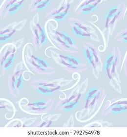 Vector seamless abstract background with petals in a cold pastel color 