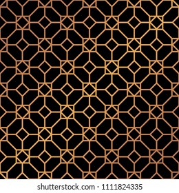 Vector seamless abstract background with polygons in black and gold.