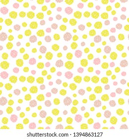 Vector  seamless abstract background with small pastel colored elements, freehand doodles pattern.