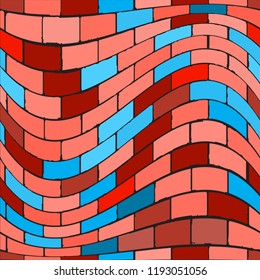 Vector seamless abstract background. Wave from brick wall.