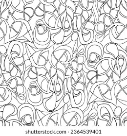 Vector seamless abstract black hand-drawn outline figures pattern isolated on a white background.