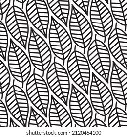 Vector Seamless abstract black and white Floral pattern or leaves.