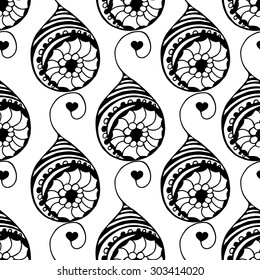 Vector Seamless Abstract Black and White Tribal Pattern. Hand Drawn Ethnic Texture, Flight of Imagination