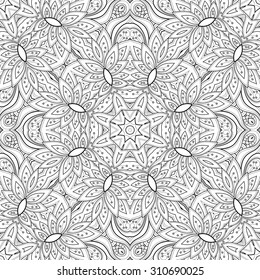Vector Seamless Abstract Black and White Tribal Pattern. Hand Drawn Ethnic Texture, Flight of Imagination