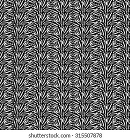 Vector Seamless Abstract Black and White Tribal Pattern. Hand Drawn Ethnic Texture, Flight of Imagination