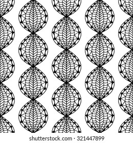 Vector Seamless Abstract Black and White Tribal Pattern. Hand Drawn Ethnic Texture, Flight of Imagination