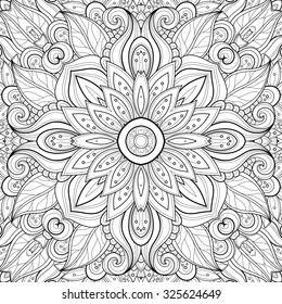 Vector Seamless Abstract Black and White Tribal Pattern. Hand Drawn Ethnic Texture, Flight of Imagination