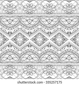 Vector Seamless Abstract Black and White Tribal Pattern. Hand Drawn Ethnic Texture, Flight of Imagination