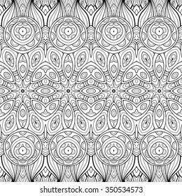 Vector Seamless Abstract Black and White Tribal Pattern. Hand Drawn Ethnic Texture, Flight of Imagination