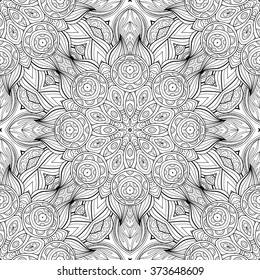 Vector Seamless Abstract Black and White Tribal Pattern. Hand Drawn Ethnic Texture, Flight of Imagination