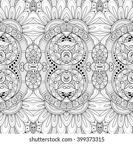 Vector Seamless Abstract Black and White Tribal Pattern. Hand Drawn Ethnic Texture, Flight of Imagination