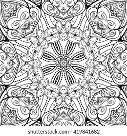Vector Seamless Abstract Black and White Tribal Pattern. Hand Drawn Ethnic Texture, Flight of Imagination