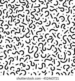 Vector seamless, abstract, black and white pattern. Memphis Style, 80s.