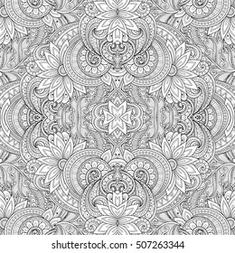 Vector Seamless Abstract Black and White Tribal Pattern. Hand Drawn Ethnic Texture, Flight of Imagination