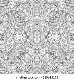Vector Seamless Abstract Black and White Tribal Pattern. Hand Drawn Ethnic Texture, Flight of Imagination