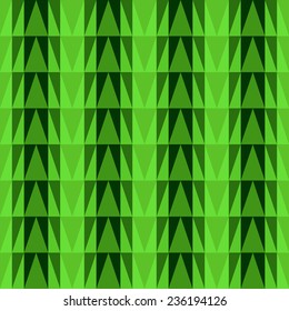 Vector seamless abstract Christmas background of green triangles