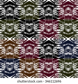 Vector seamless abstract colorful pattern with hand drawn floral motive. Striped background