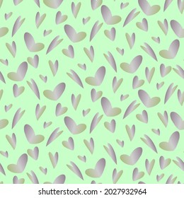 Vector seamless abstract design pattern with cute ornamental hearts in pastel green tones. Design is perfect for textiles, clothes, blankets, cushions, surfaces, decorations, backgrounds