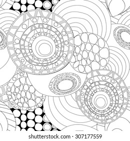 vector seamless abstract doodle flower and wave pattern