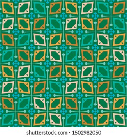 Vector seamless abstract doodle pattern in geometric layout. Colorful ethnic doodle background. Wallpaper, fabric, paper, textile template. Hand drawn surface pattern design.