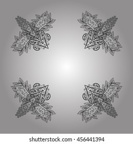 Vector seamless abstract doodles floral pattern with shadows.