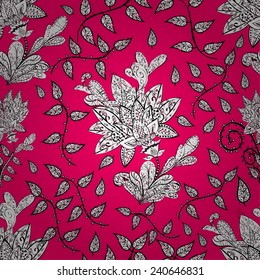 vector seamless abstract floral pattern on pink background. 