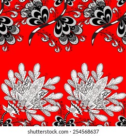 vector seamless abstract floral pattern on red background