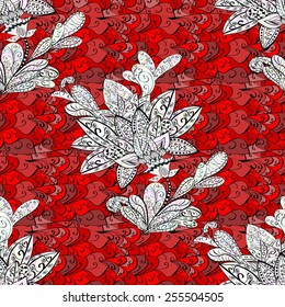 vector seamless abstract floral pattern on red background