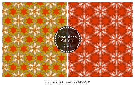 Vector Seamless Abstract Floral Pattern Background Set in Autumn Color