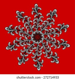 vector seamless abstract floral pattern on red background
