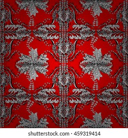 vector seamless abstract floral pattern on red background