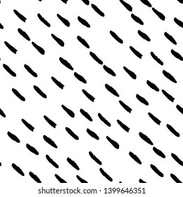 Vector seamless abstract flow diagonal pattern. Hand drawn texture of dash random placed black strokes isolated on white. Freehand drawing. Wallpaper, paper, fabric, textile, wrapping paper design
