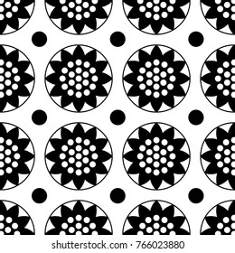 Vector seamless abstract flower and dot pattern