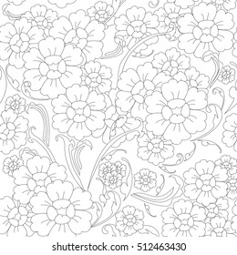 Vector seamless abstract of flower line art graphic style pattern. use as wallpaper, backdrop and background