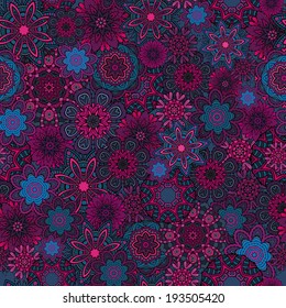 Vector seamless abstract flowers pattern. Endless background.