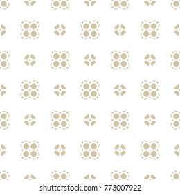 Vector seamless abstract geometric floral pattern. Vector beige and white background. Elegant abstract golden ornament in oriental style. Subtle ornamental texture. Repeat design for decoration, print