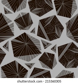Vector seamless abstract geometric pattern. Abstract background. Black transparent polygons on a gray background.